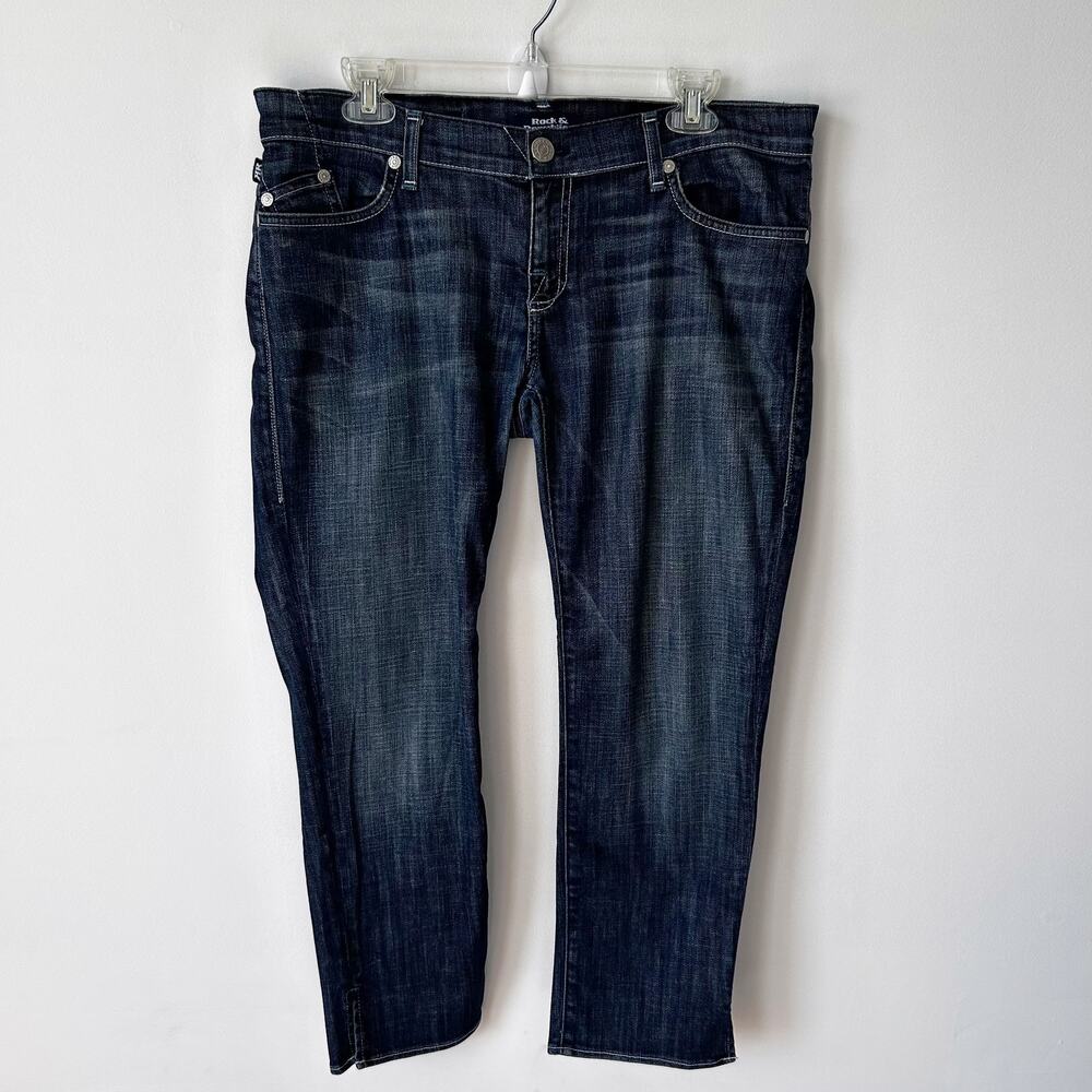 Rock & Republic Jeans Size 32/14 Low Rise Denim Vintage Y2K Cropped Blue USA